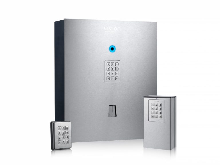 LivionKey30, LivionKeyOne et LivionKeyPad Distributeurs de clés avec panneau de combinaison numérique et des modules associés.